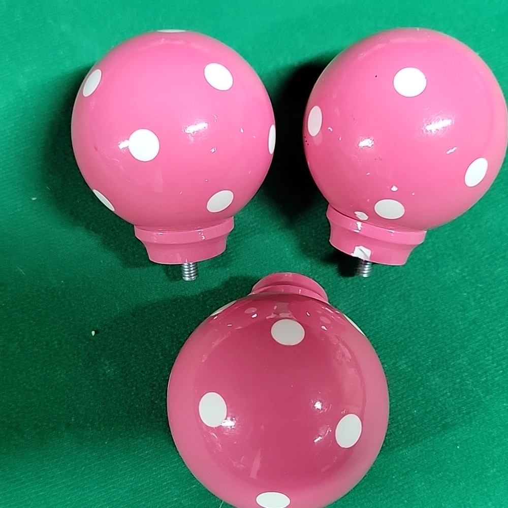 Pottery Barn Kids Round Pink With Dots Finials!